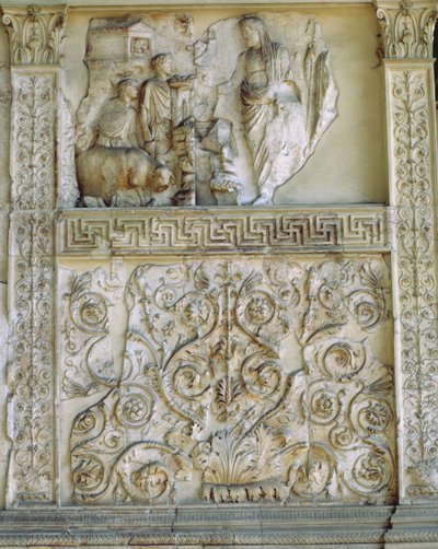 Aeneas sacrificing to the Penates, western wall of the Ara Pacis by Roman